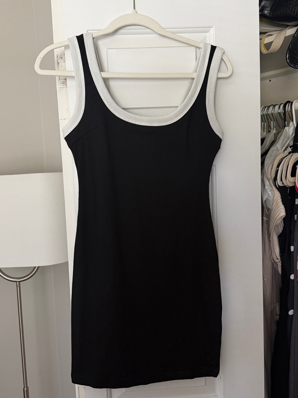Hello Molly Black & White Ribbed Mini Dress NWT